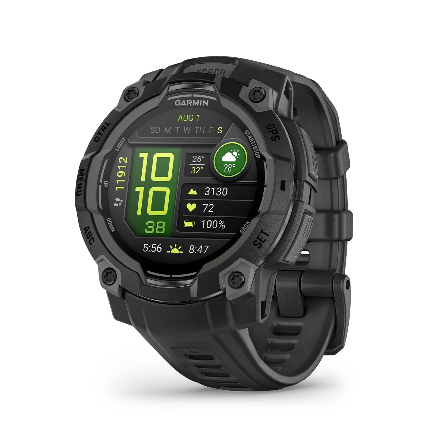 Garmin Instinct 3 50mm SOLAR – GPS-Multisport-Smartwatch, 1,1" Display, bis zu 40 Tage Akkulaufzeit, 80+ Sport-Apps, Navigationsfunktion, smarte Features, LED-Taschenlampe, wasserdicht