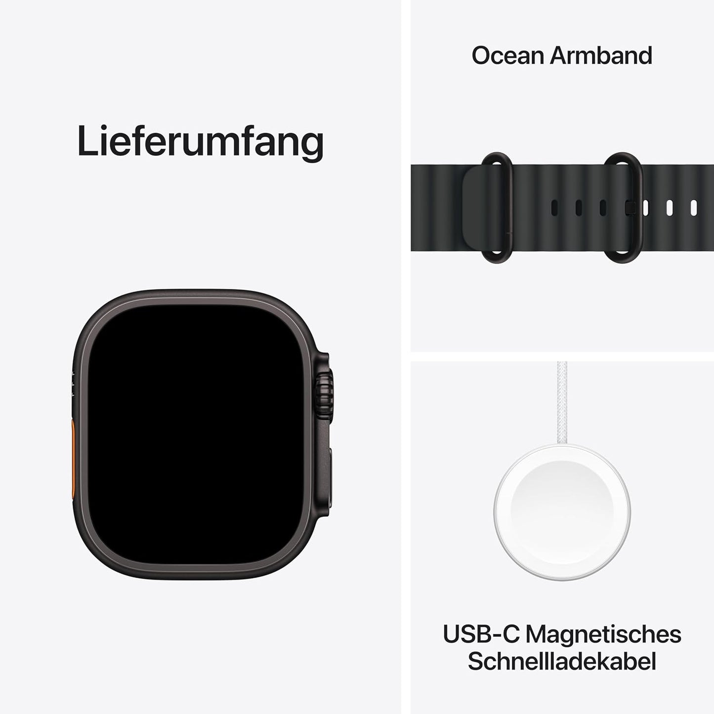 Apple Watch Ultra 2 [GPS + Celular, 49mm] Titangehäuse mit Black Ocean Band, One Size (Generalüberholt)
