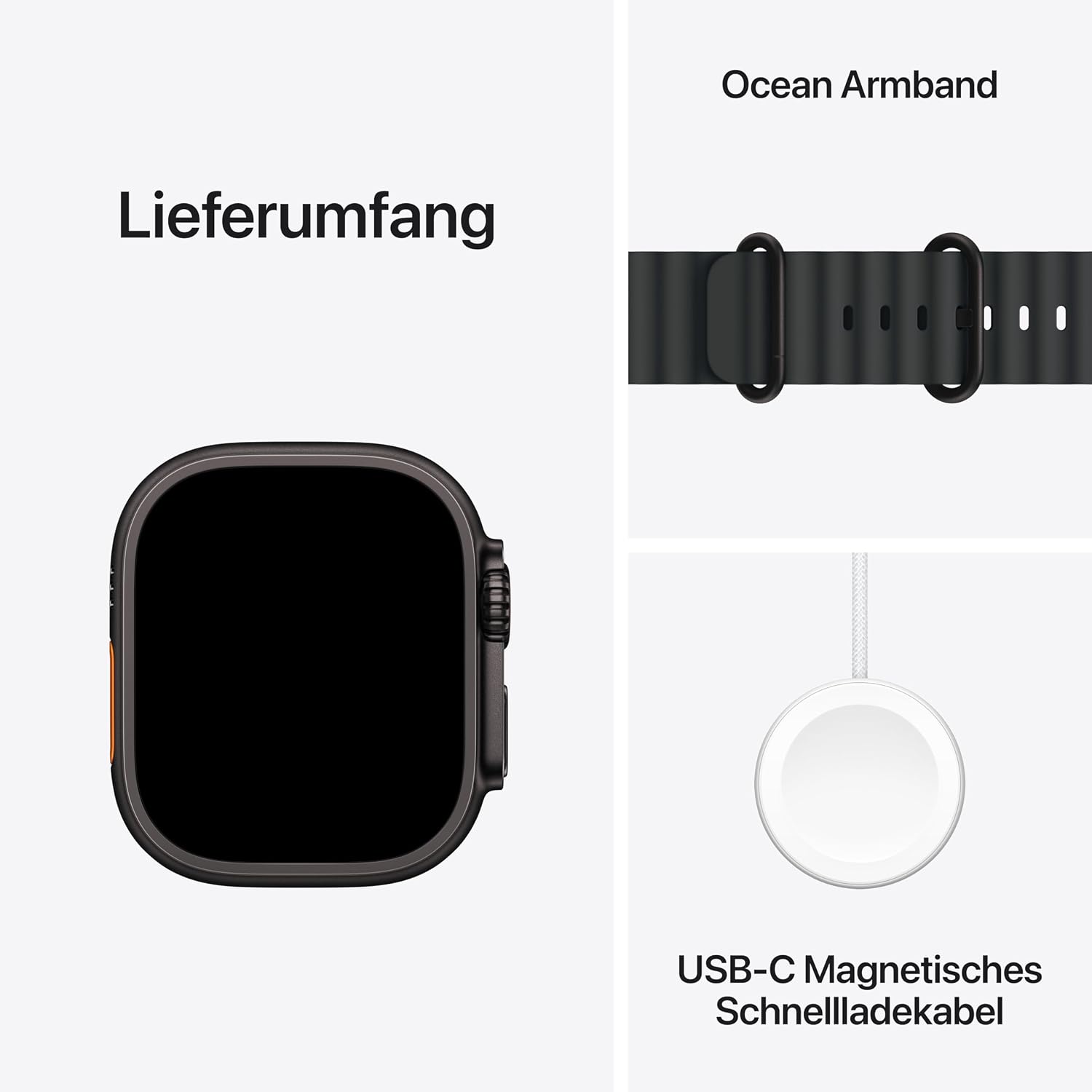 Apple Watch Ultra 2 [GPS + Celular, 49mm] Titangehäuse mit Black Ocean Band, One Size (Generalüberholt)