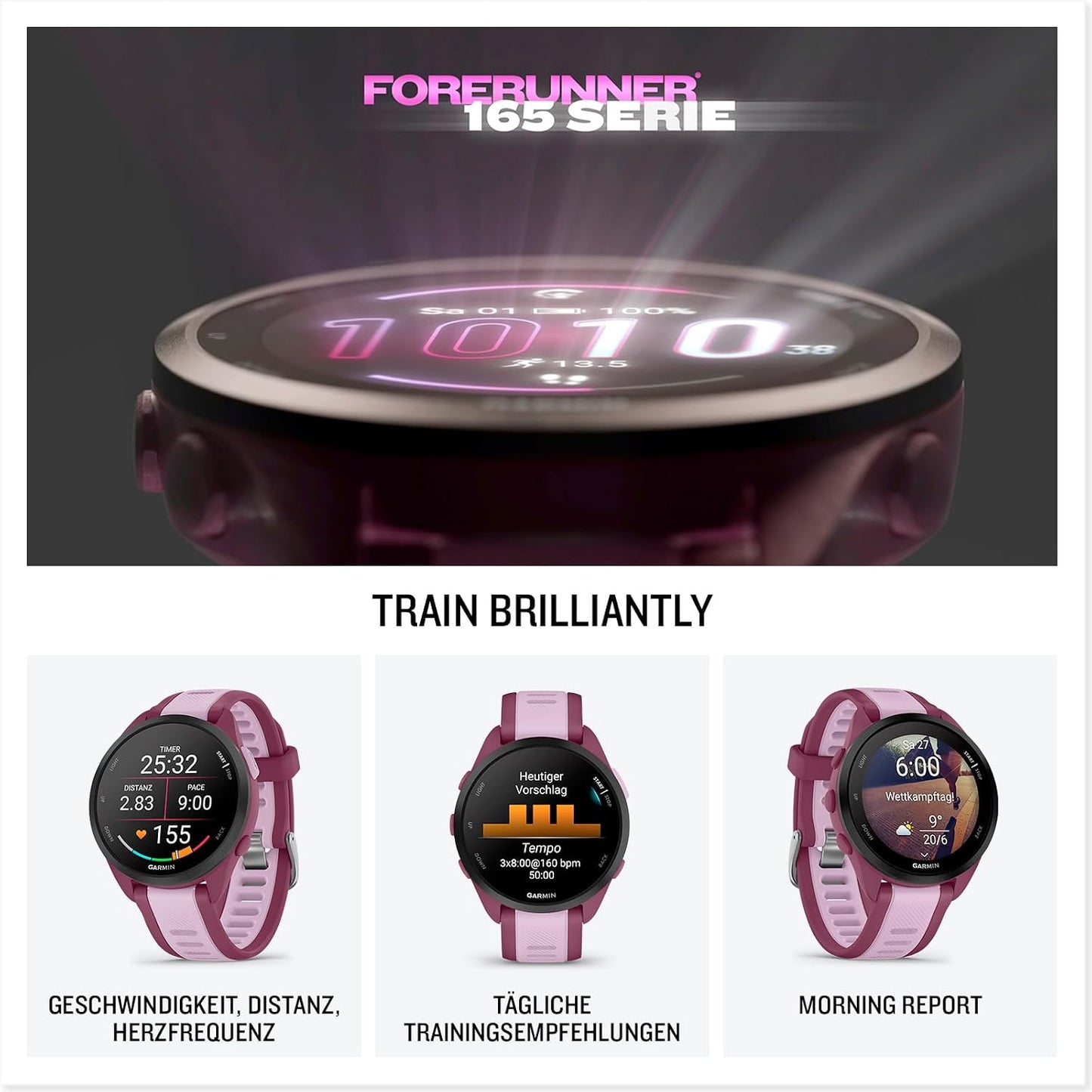 Garmin Forerunner 165 Music [renewed] - Lauf-Smartwatch, 1,2" AMOLED Touchscreen, bis zu 11 Tage Akkulaufzeit, 25+ Sport-Apps, Trainingsempfehlungen, smarte Funktionen, GarminMusic [Generalüberholt]