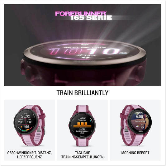 Garmin Forerunner 165 Music [renewed] - Lauf-Smartwatch, 1,2" AMOLED Touchscreen, bis zu 11 Tage Akkulaufzeit, 25+ Sport-Apps, Trainingsempfehlungen, smarte Funktionen, GarminMusic [Generalüberholt]