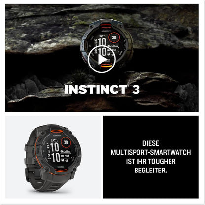 Garmin Instinct 3 50mm SOLAR – GPS-Multisport-Smartwatch, 1,1" Display, bis zu 40 Tage Akkulaufzeit, 80+ Sport-Apps, Navigationsfunktion, smarte Features, LED-Taschenlampe, wasserdicht