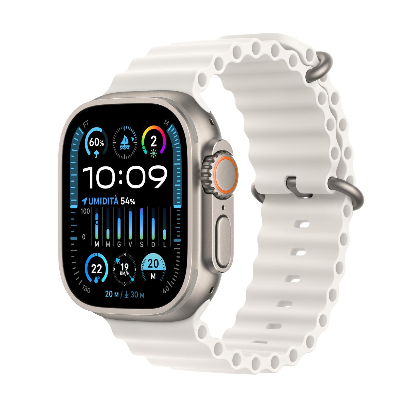 Apple Watch Ultra 2 [GPS + Cellular, 49MM] Titangehäuse mit Ocean Armband Blau - One Size (Generalüberholt)