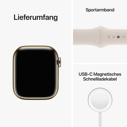 Apple Watch Series 8 (GPS, 45mm) Aluminiumgehäuse Polarstern met Sportarmband Polarstern - One Size (Generalüberholt)