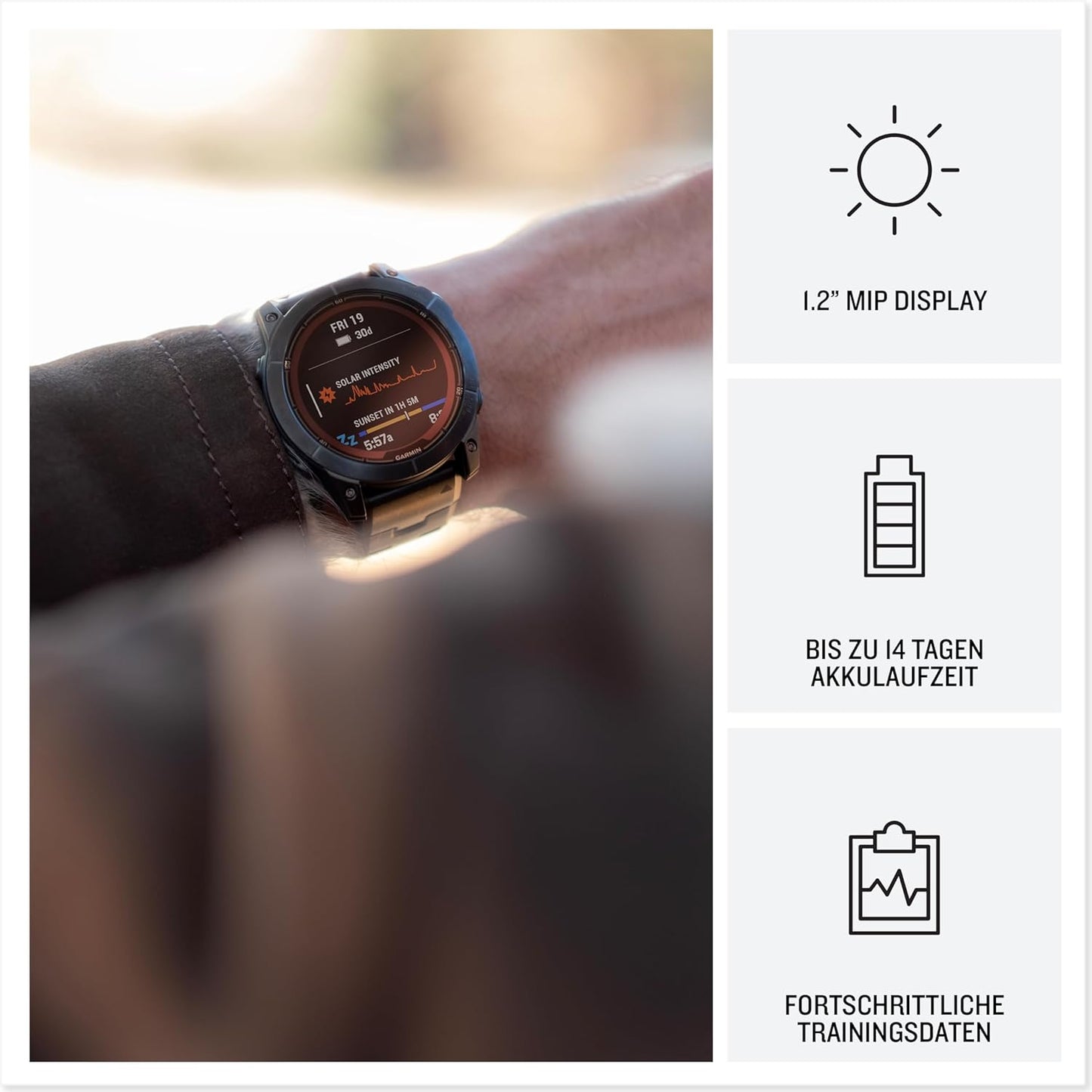 Garmin fēnix 7S Pro [renewed] – GPS-Multisport-Smartwatch mit Solarladelinse, Farbdisplay und Touch-/Tastenbedienung, TOPO-Karten, über 60 vorinstallierte Sport-Apps, GarminMusic [Generalüberholt]