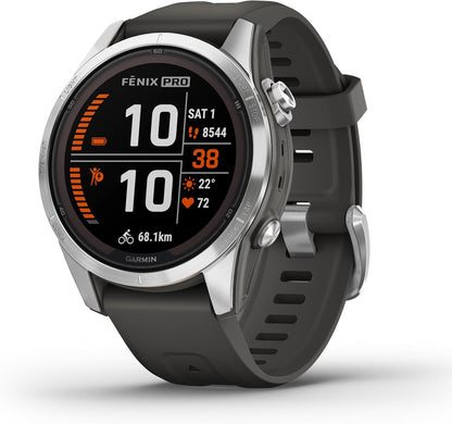 Garmin fēnix 7S Pro [renewed] – GPS-Multisport-Smartwatch mit Solarladelinse, Farbdisplay und Touch-/Tastenbedienung, TOPO-Karten, über 60 vorinstallierte Sport-Apps, GarminMusic [Generalüberholt]