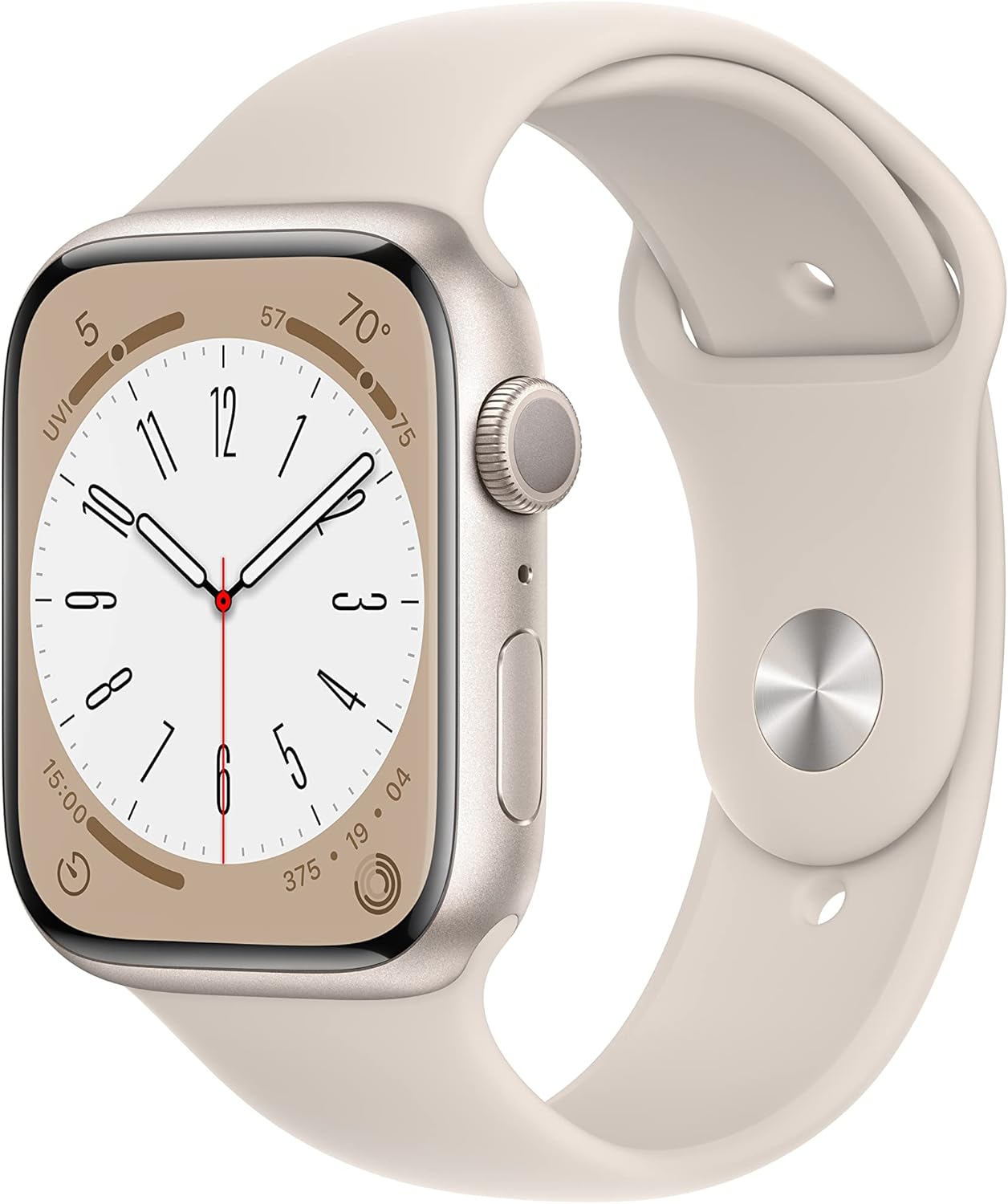 Apple Watch Series 8 (GPS, 45mm) Aluminiumgehäuse Polarstern met Sportarmband Polarstern - One Size (Generalüberholt)