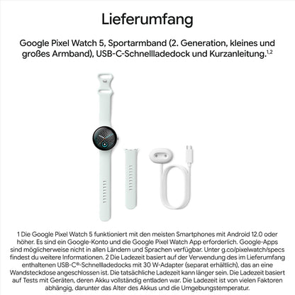 Google Pixel Watch 5 (45 mm) - Smartwatch - Black Case/Obsidian Band, LTE