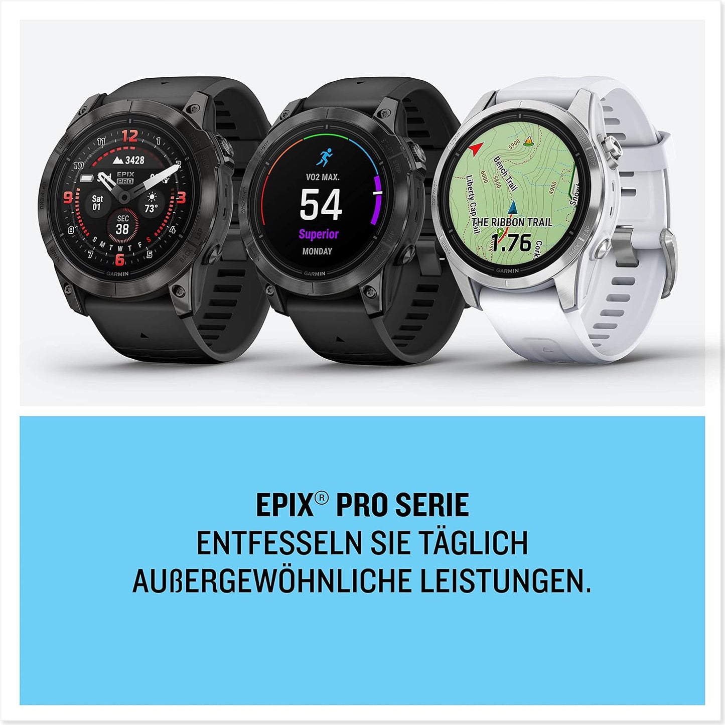 Garmin EPIX PRO 42mm – GPS-Multisport-Smartwatch mit brillantem 1,2“ AMOLED-Display und Touch-/Tastenbedienung. TOPO-Karten, 60 Sport-Apps, Music, Pay, bis zu 10 Tage Akkulaufzeit