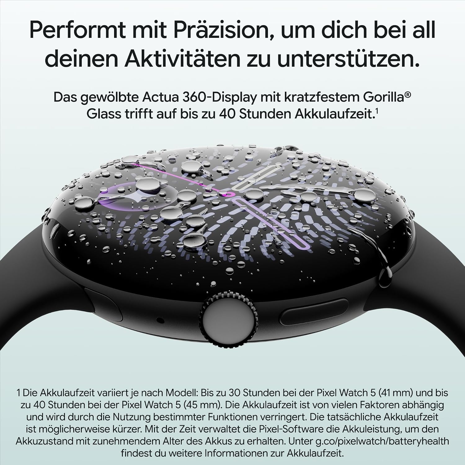 Google Pixel Watch 5 (45 mm) - Smartwatch - Black Case/Obsidian Band, LTE
