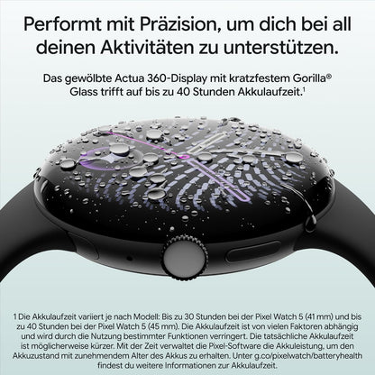 Google Pixel Watch 5 (45 mm) - Smartwatch - Black Case/Obsidian Band, LTE
