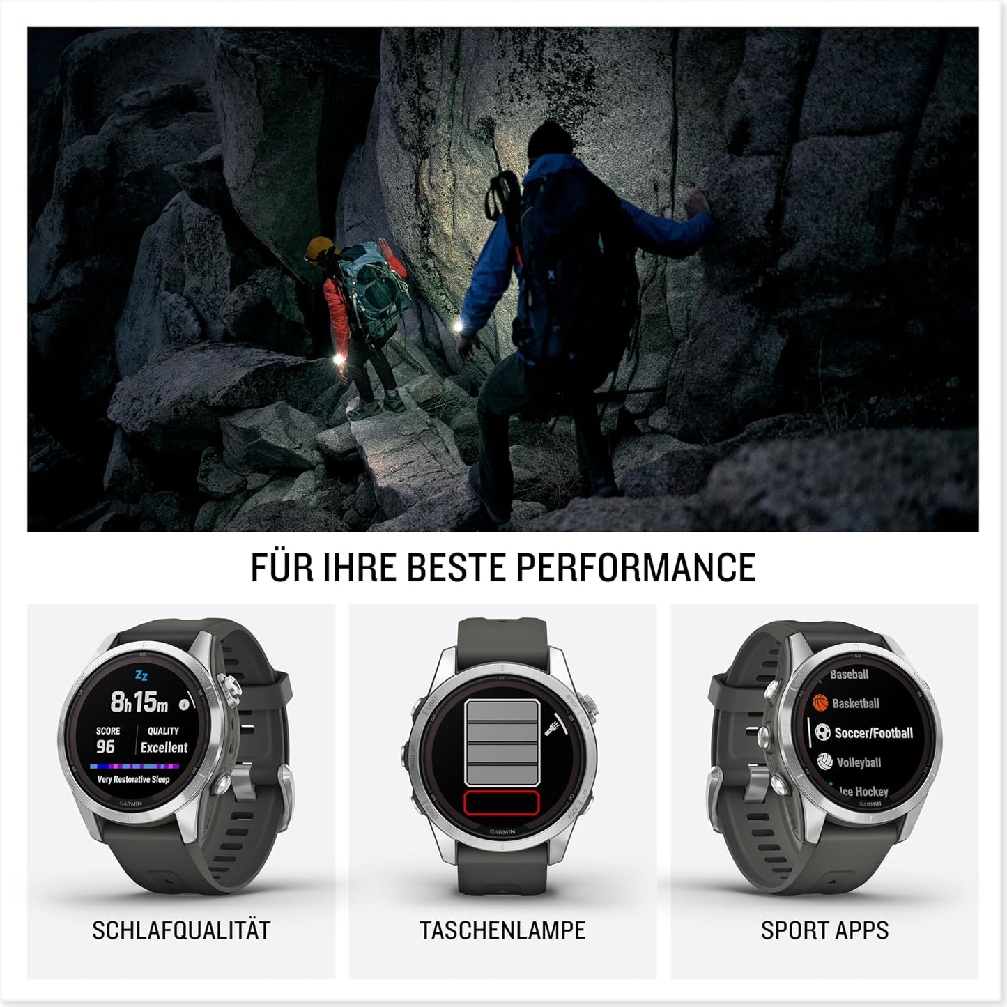 Garmin fēnix 7S Pro [renewed] – GPS-Multisport-Smartwatch mit Solarladelinse, Farbdisplay und Touch-/Tastenbedienung, TOPO-Karten, über 60 vorinstallierte Sport-Apps, GarminMusic [Generalüberholt]