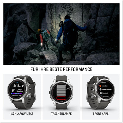 Garmin fēnix 7S Pro [renewed] – GPS-Multisport-Smartwatch mit Solarladelinse, Farbdisplay und Touch-/Tastenbedienung, TOPO-Karten, über 60 vorinstallierte Sport-Apps, GarminMusic [Generalüberholt]