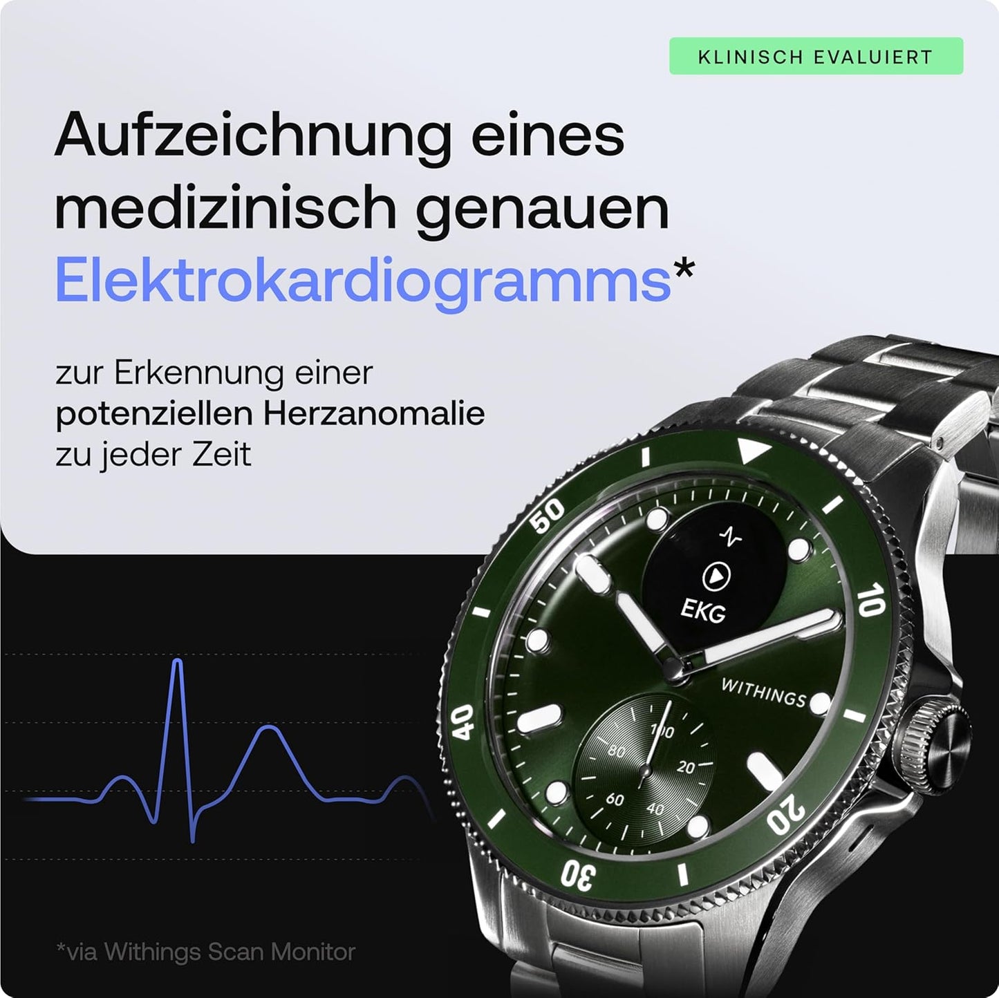 Withings ScanWatch Nova, Hybrid Smartwatch, ECG, SpO2, GPS, Grün