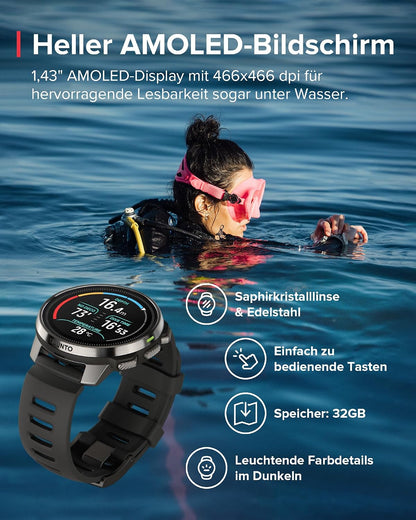 SUUNTO Ocean Tauchcomputer, GPS-Multisportuhr, wasserdicht bis 100 m
