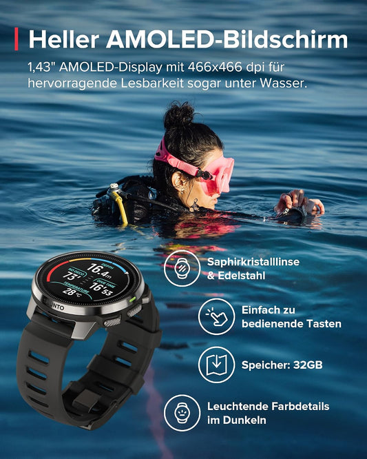 SUUNTO Ocean Tauchcomputer, GPS-Multisportuhr, wasserdicht bis 100 m