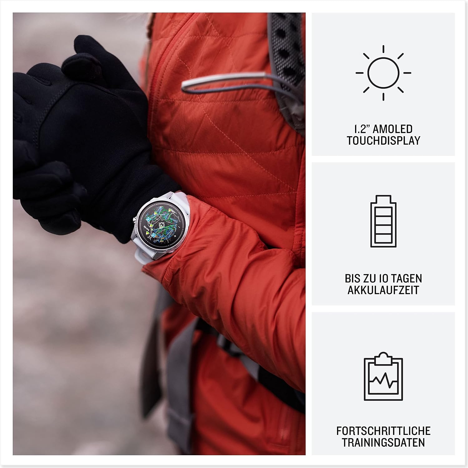 Garmin EPIX PRO 42mm – GPS-Multisport-Smartwatch mit brillantem 1,2“ AMOLED-Display und Touch-/Tastenbedienung. TOPO-Karten, 60 Sport-Apps, Music, Pay, bis zu 10 Tage Akkulaufzeit