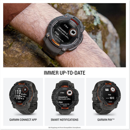 Garmin Instinct 3 50mm SOLAR – GPS-Multisport-Smartwatch, 1,1" Display, bis zu 40 Tage Akkulaufzeit, 80+ Sport-Apps, Navigationsfunktion, smarte Features, LED-Taschenlampe, wasserdicht