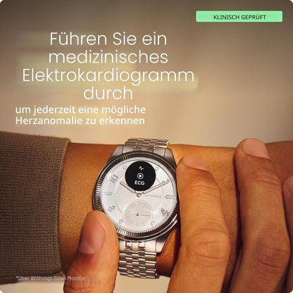 Withings ScanWatch Nova Brilliant, Hybrid Smartwatch, ECG, GPS, Silber