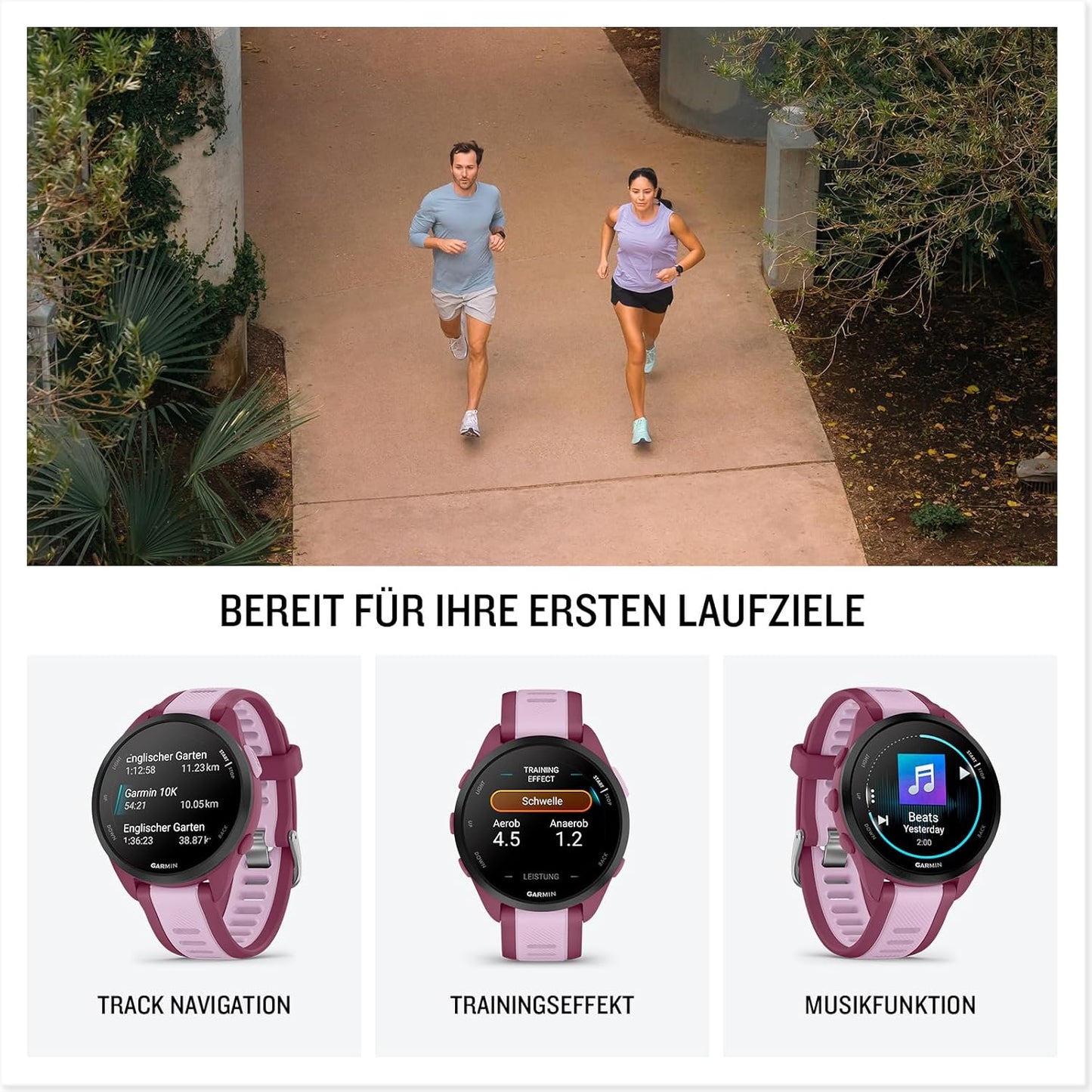 Garmin Forerunner 165 Music [renewed] - Lauf-Smartwatch, 1,2" AMOLED Touchscreen, bis zu 11 Tage Akkulaufzeit, 25+ Sport-Apps, Trainingsempfehlungen, smarte Funktionen, GarminMusic [Generalüberholt]